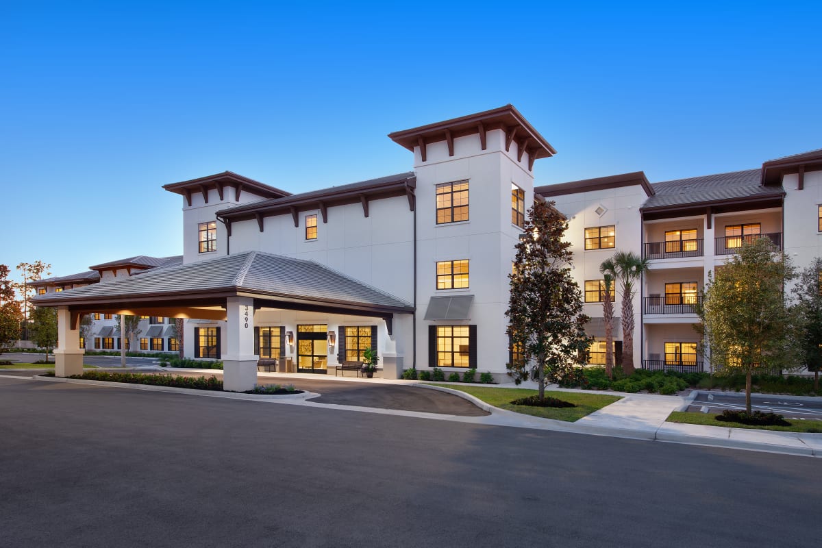 The building exterior at Keystone Place at Four Mile Cove in Cape Coral, Florida
