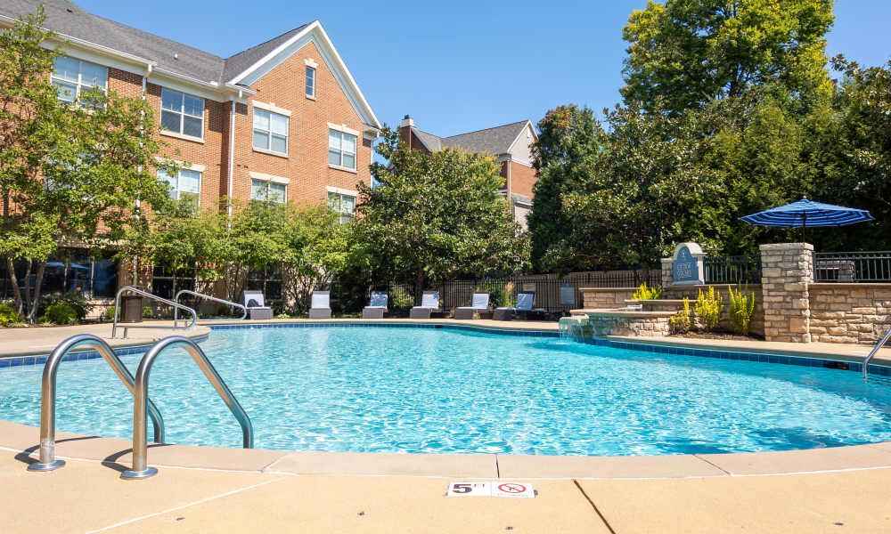 Sparkling swimming pool at The Village at Stetson Square in Cincinnati, Ohio