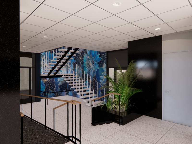 Convenience staircase at Altitude on Main, Richmond, Virginia