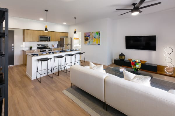 Living room and kitchen at Harmony at Hurley Farms in Tolleson, Arizona