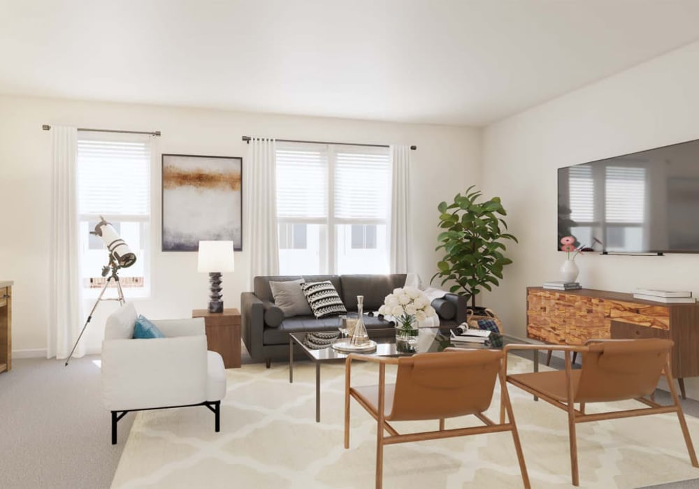 Spacious living room at The Collection at Scotland Heights in Waldorf, Maryland