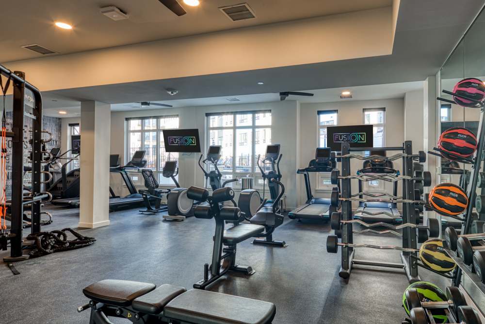 Fitness center at Fusion at Neon in Norfolk, Virginia