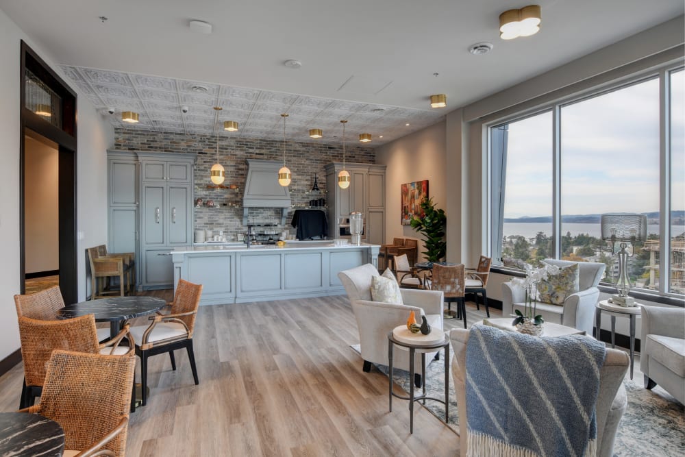 Clean area with tables and chairs at The Vista in Esquimalt, British Columbia