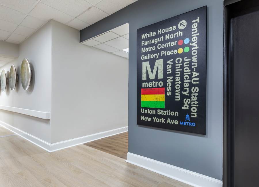 Lower level sign at The Residences at Thomas Circle in Washington, District of Columbia