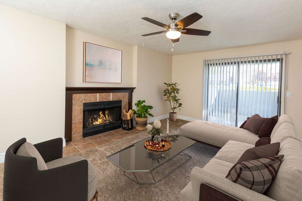 Living room at Royal Ridge Apartments in Midvale, Utah
