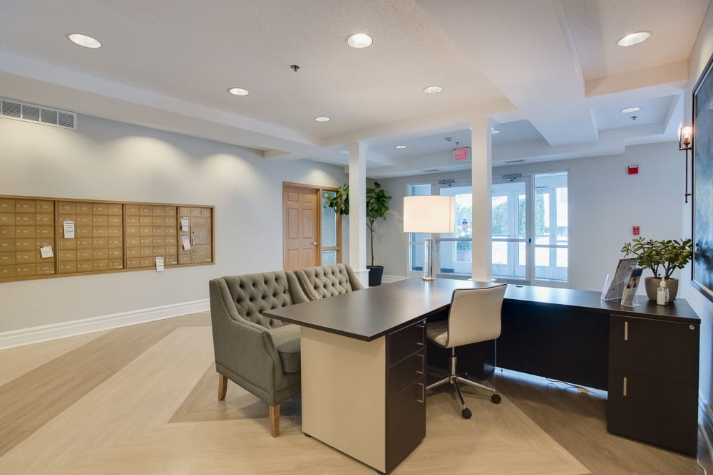 Controlled entry access and mail room at Provence Apartments in Burnsville, Minnesota