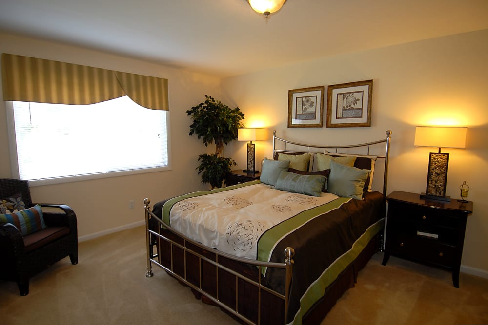 Master bedroom at Harbor Place Apartment Homes in Fort Washington, Maryland