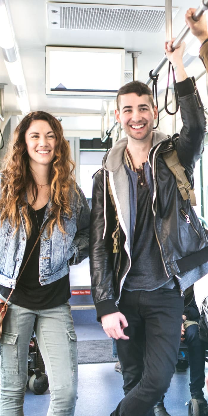 Resident riding public transportation near Cascade Ridge in Tacoma, Washington