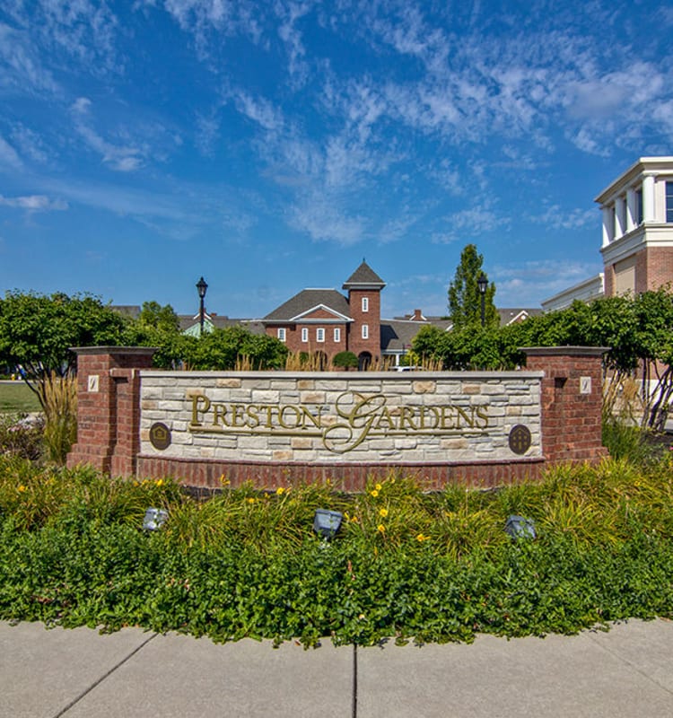 Preston Gardens monument sign in Perrysburg, Ohio