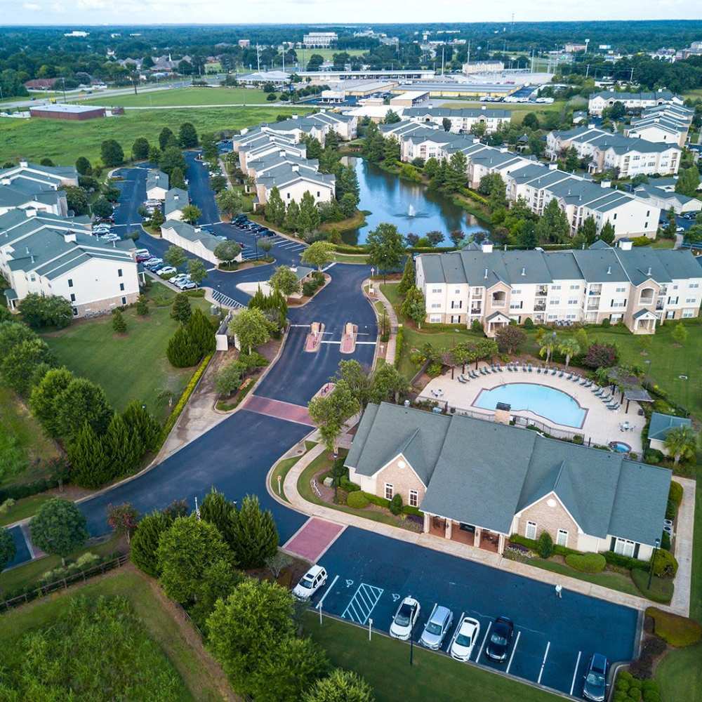 Aerial view of community at Verandas at Mitylene in Montgomery, Alabama