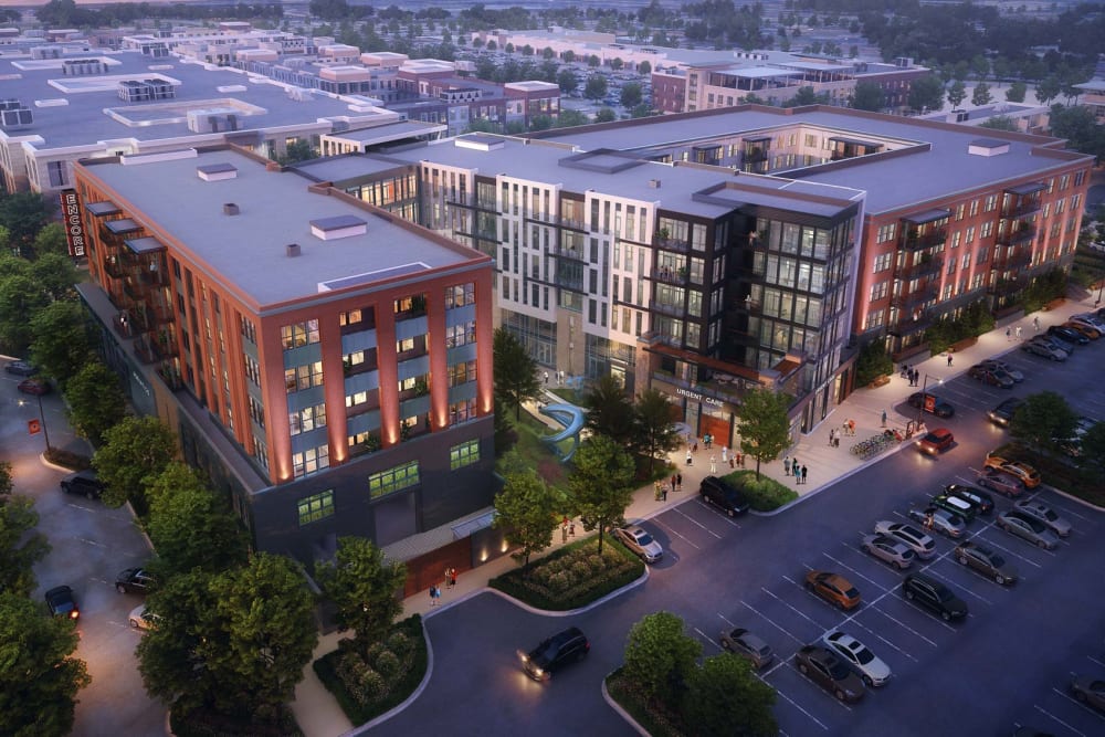 Overhead rendering of Encore MidCity in Huntsville, Alabama
