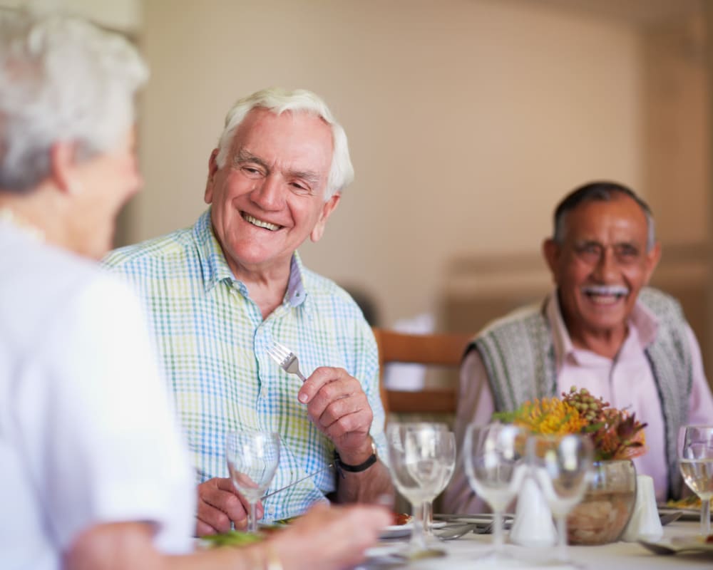 Residents enjoy restaurant quality dining at Arbor View in Burlington, Wisconsin.