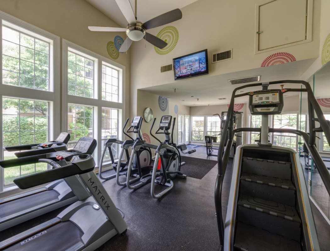 The Views at Laurel Lakes's fitness center in Laurel, Maryland