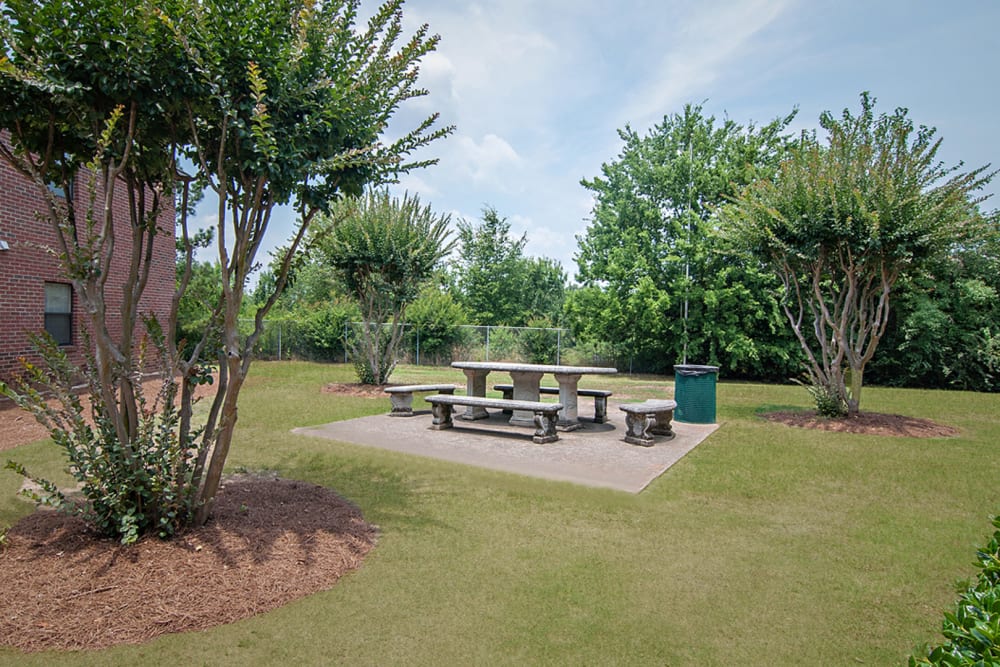 Resident picnic tables at Greenleaf Apartments in Phenix City, Alabama