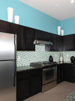 Gourmet kitchen with stainless steel appliances at Outlook Ridge in Pueblo, Colorado