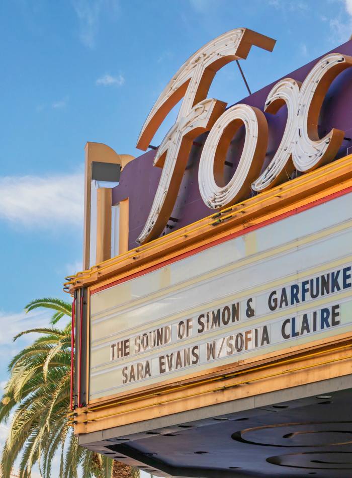A retro theatre sign near The Colton in Redwood City, California