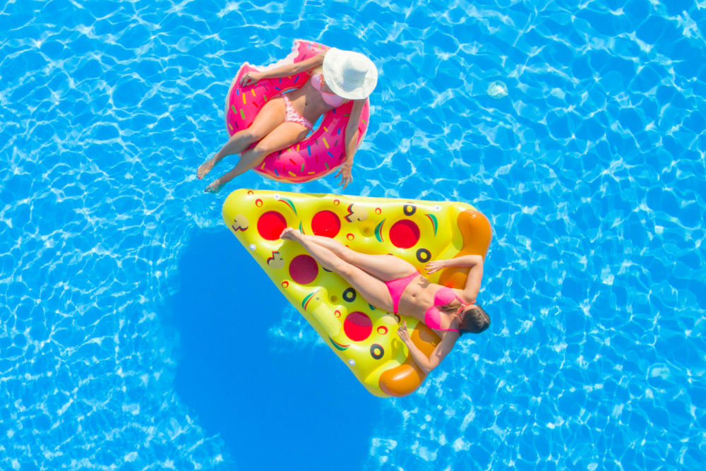 Residents lounging in the yoU's resort-style swimming pool in Las Vegas, Nevada