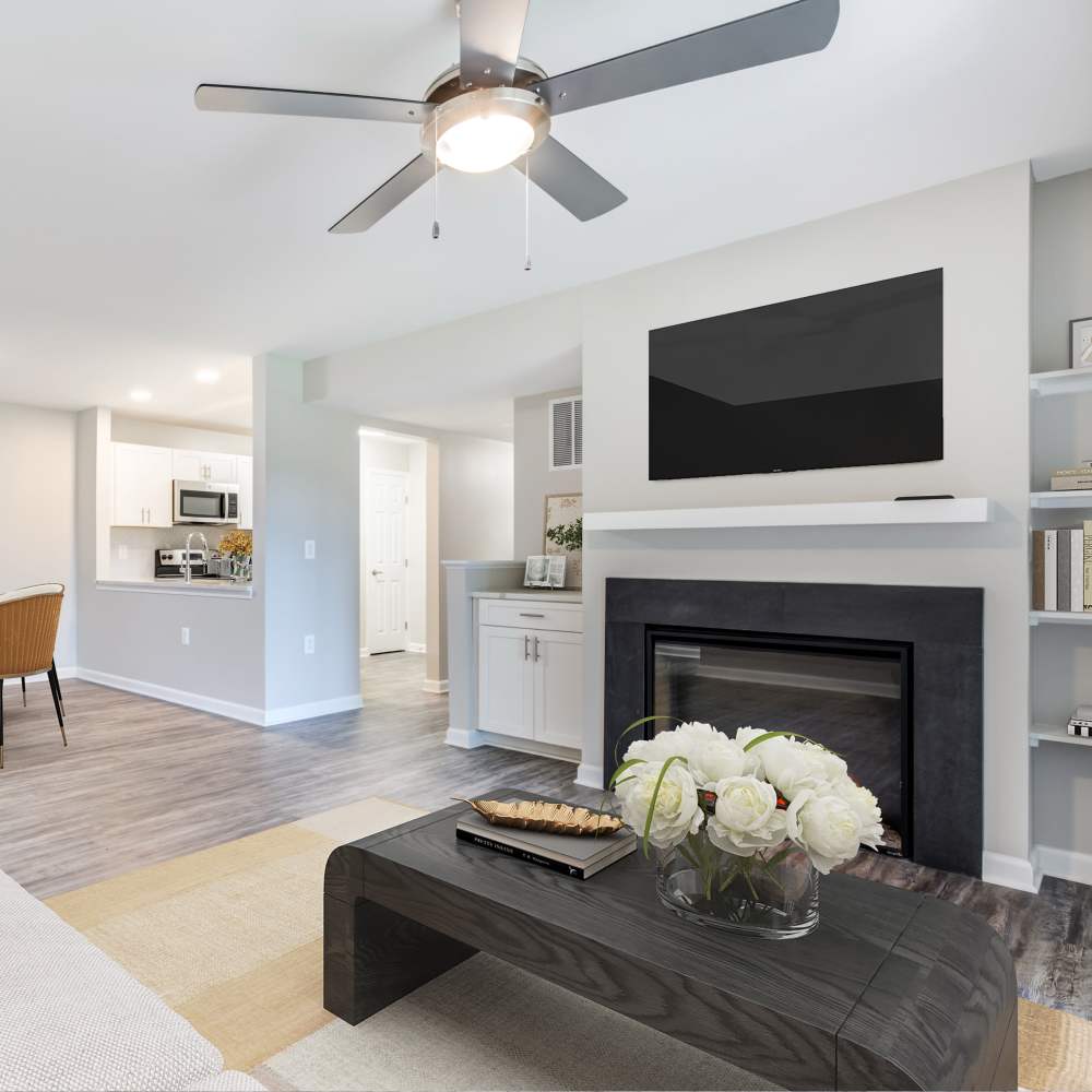 Living room with premium features at Chase Heritage in Sterling, Virginia