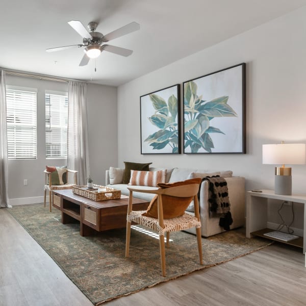 A beautifully furnished living room at NextGen Properties in Costa Mesa, California