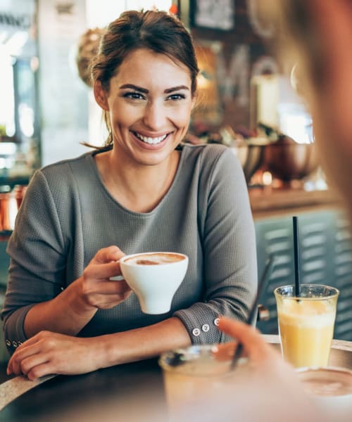 Residents getting coffee near Oak Park in Turlock, California