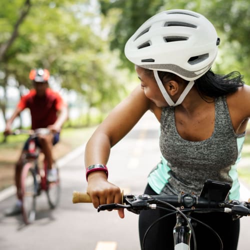 Residents riding their bikes near Melrose in Houston, Texas