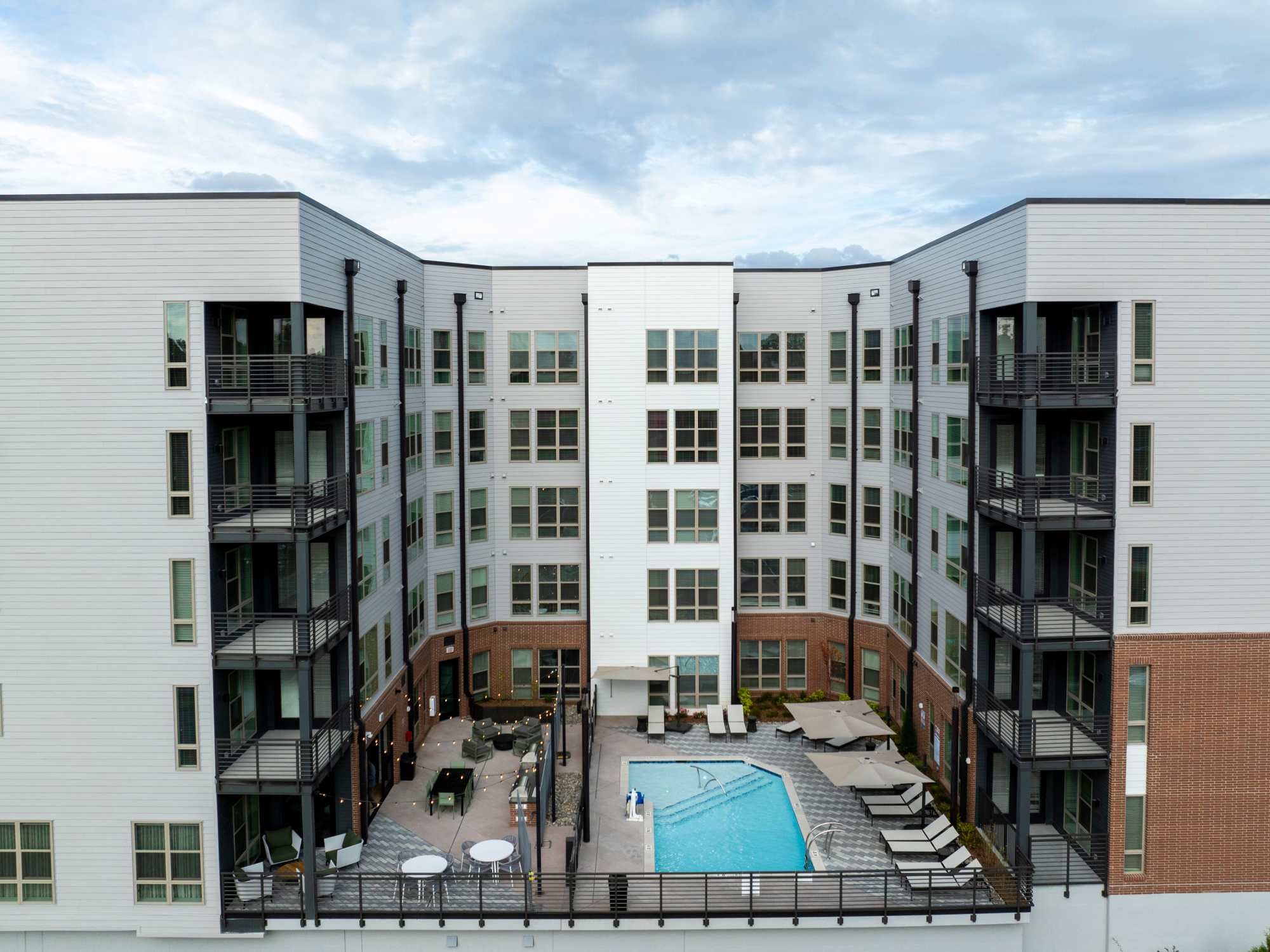Apartments overlooking the pool at Terrazzo in Durham, North Carolina