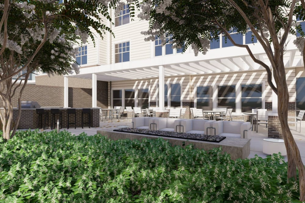 Lush landscaping at Acclaim at The Hill, Fredericksburg, Virginia