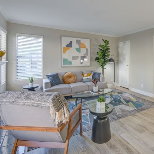 A furnished living room at Ardella on Chagall in Moreno Valley, California