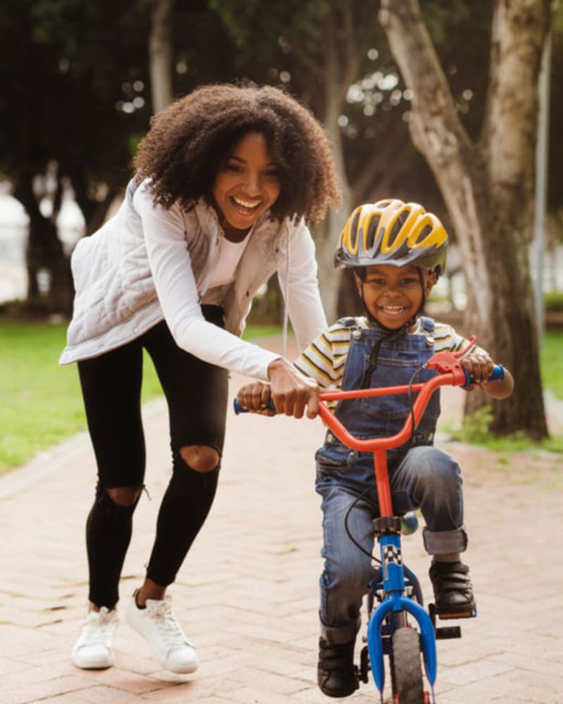 resident mother and son at Alta off the Avenue in Burlingame, California