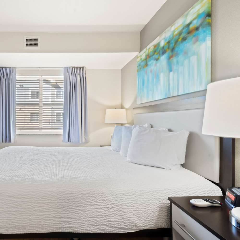 Bedroom with windows at WaterWalk Kansas City - Overland Park in Overland Park,Kansas