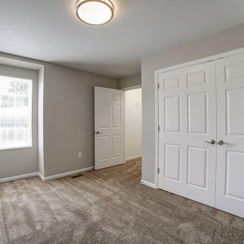Spacious closets of the model bedroom at Dawn Ridge in Carlisle, Pennsylvania