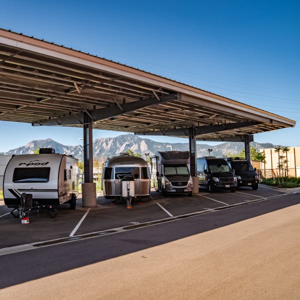 Covered parking spaces at StorQuest Self Storage in Boulder, Colorado