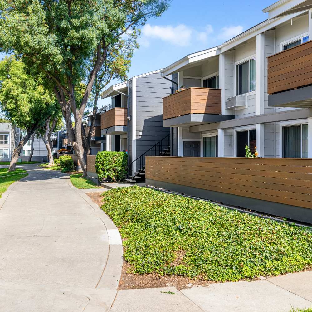 Exterior of the apartments at Bidwell Park Fremont in Fremont, California 