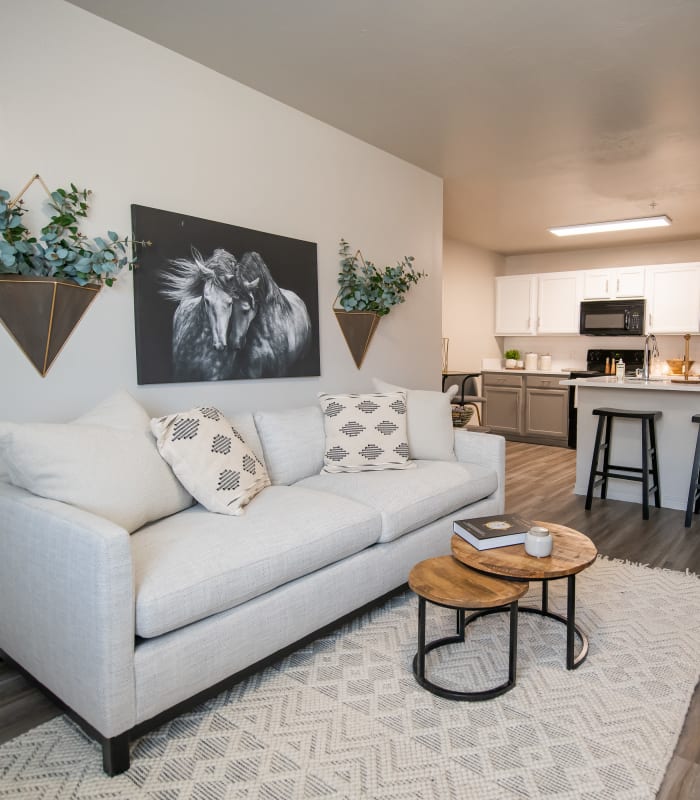 Carpeted living room at Cross Timber in Oklahoma City, Oklahoma