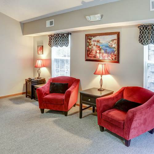 Living room with chairs at Preston's Crossing in Prestonsburg, Kentucky