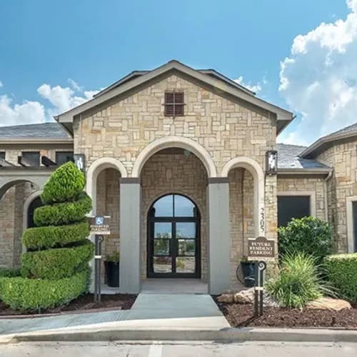 Outside the leasing office at Reserve at Stonebridge Ranch in McKinney, Texas