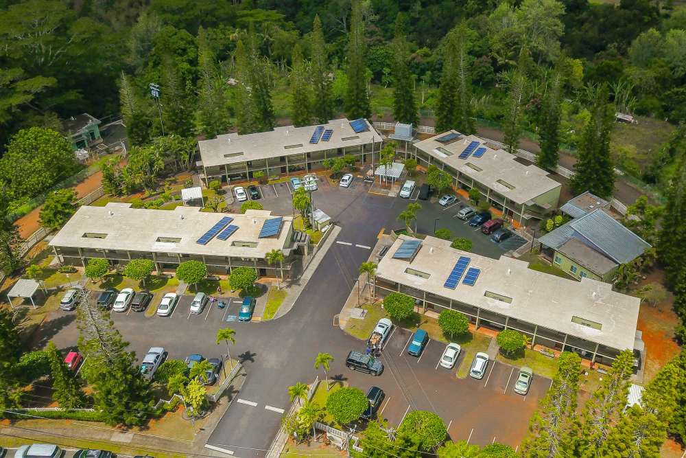 Drone view of the community at Whitmore Circle Apartments in Wahiawa, Hawaii