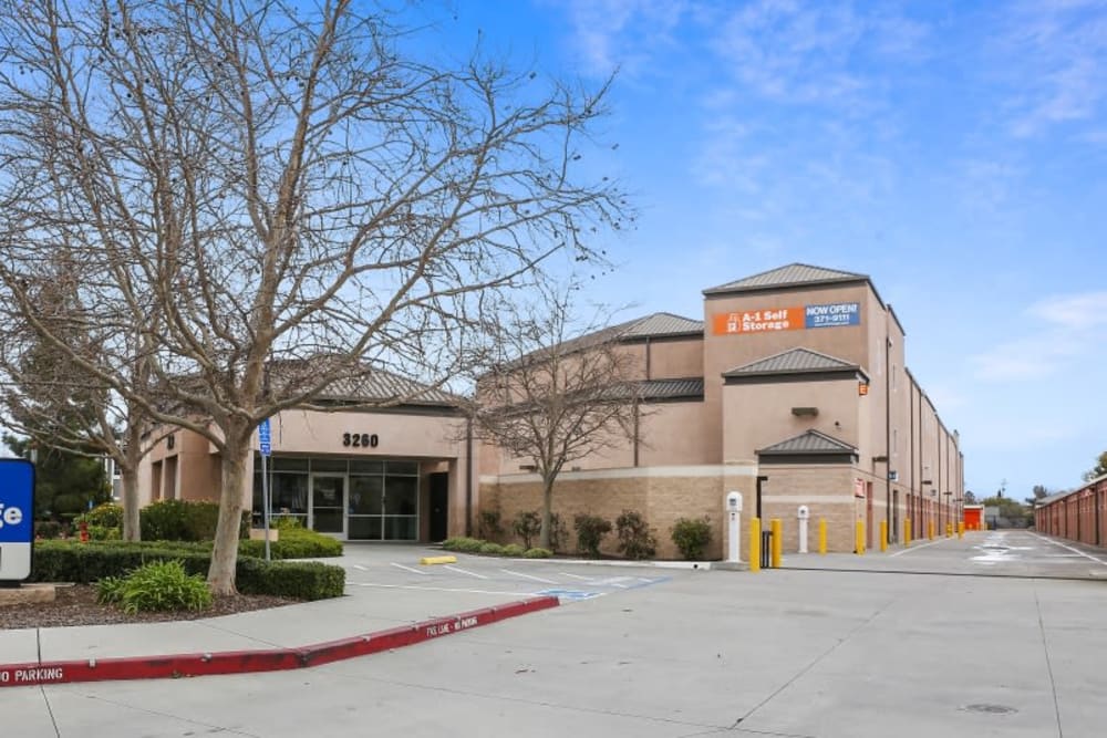 The front entrance to A-1 Self Storage in San Jose, California