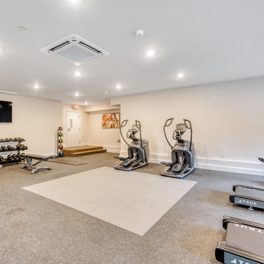 Modern fitness center at Fox Plan Apartments, Monroeville, Pennsylvania