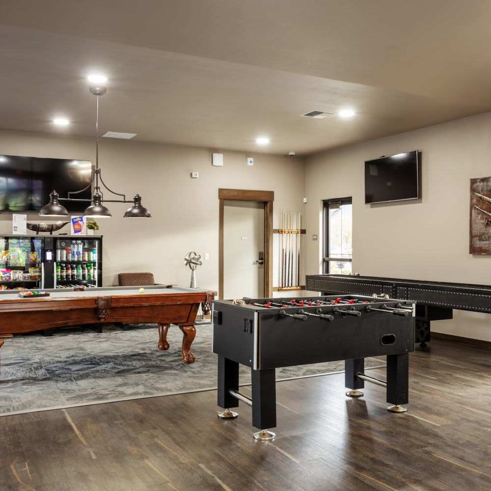 Shuffleboard table and foosball table at InterUrban Apartments in Billings, Montana