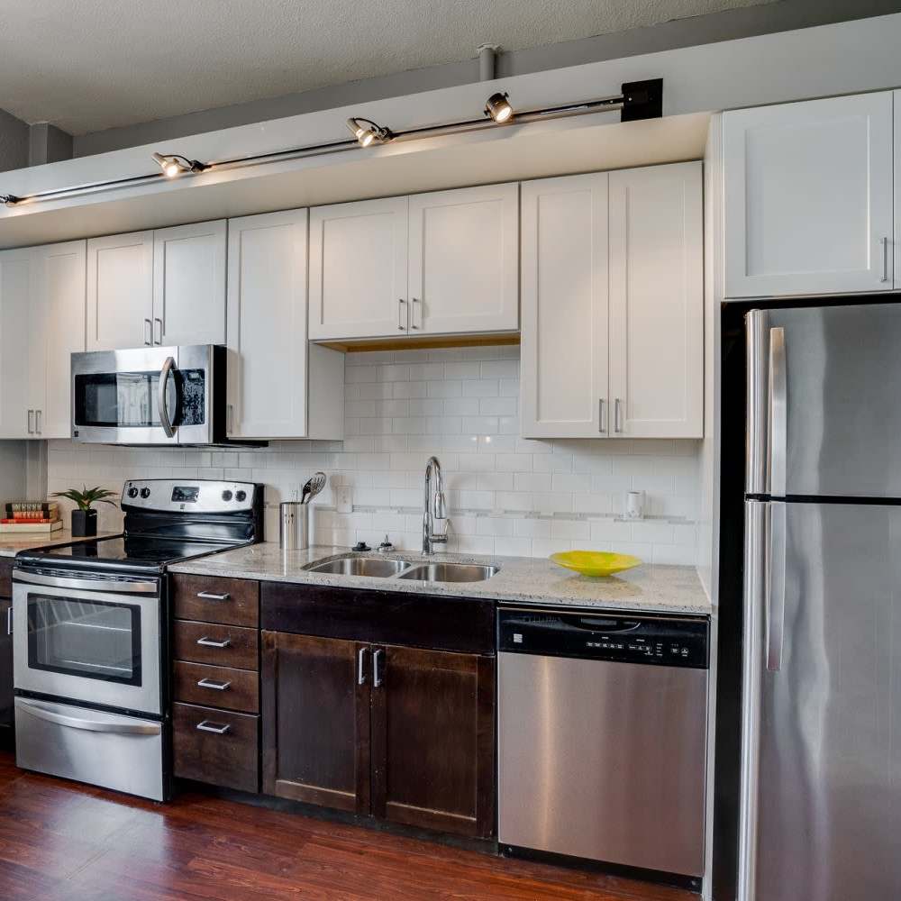 Kitchen with stainless-steel appliances at 430 Oak Grove in Minneapolis, Minnesota