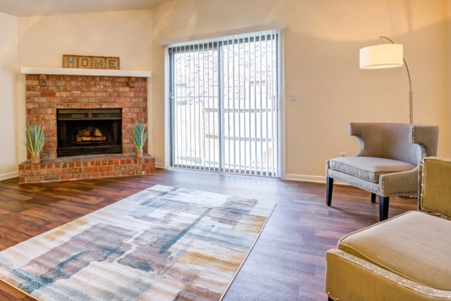 Model apartment living room at Cottages at Crowfield in Ladson, South Carolina