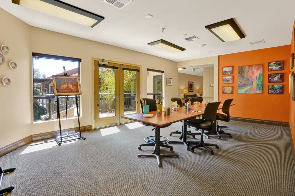 Brightly lit art room at The Reserve at Thousand Oaks in Thousand Oaks, California