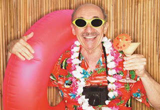 Senior living resident dressed for a beach party in New Orleans