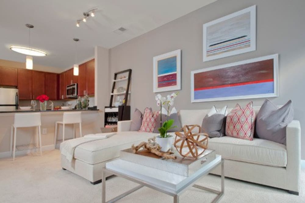 Luxurious clubhouse area with lots of room to relax in at The Galaxy in Silver Spring, Maryland