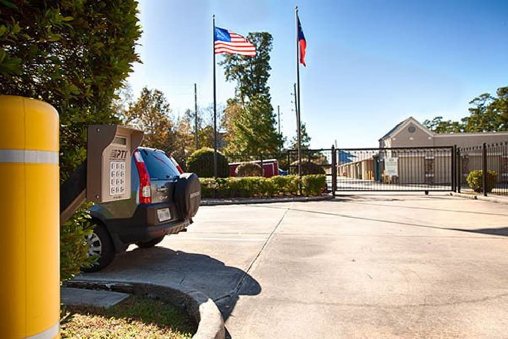 Gated and secure entry access at Metro Self Storage in Kingwood, Texas