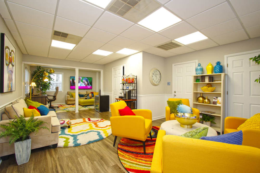 The community clubhouse at Old Mill Townhomes in Lynchburg, Virginia