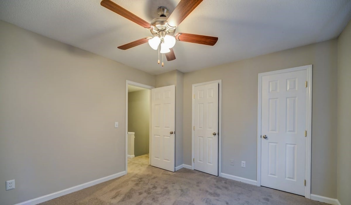 A ceiling fan in a bedroom at Forest Edge Townhomes in Raleigh, North Carolina