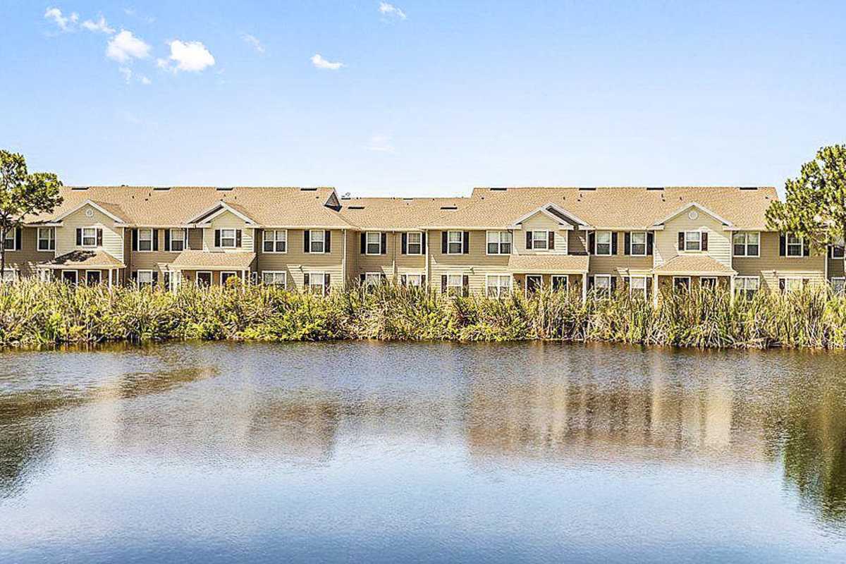 Exterior view of the property across the lake at Preserve on 51st, Bradenton, Florida