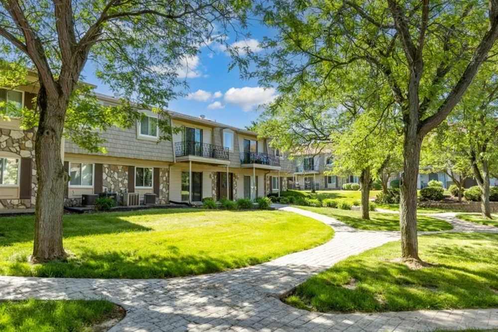 View of the apartment and greenery at Andover Park, Valparaiso, Indiana